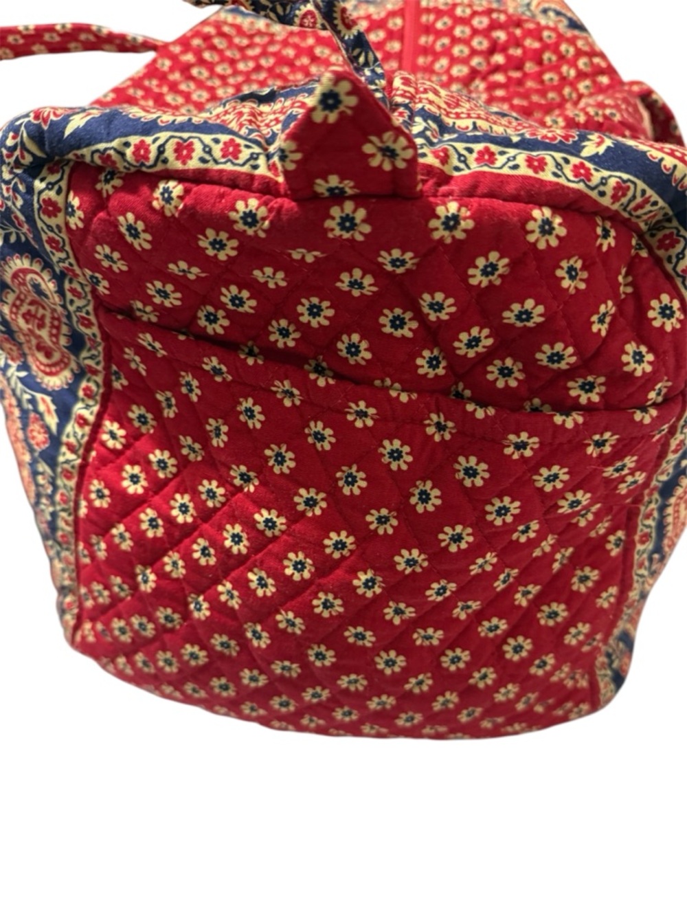 Vera Bradley Red Paisley Quilted Duffle Bag Travel Weekender Vintage Print - Picture 5 of 7